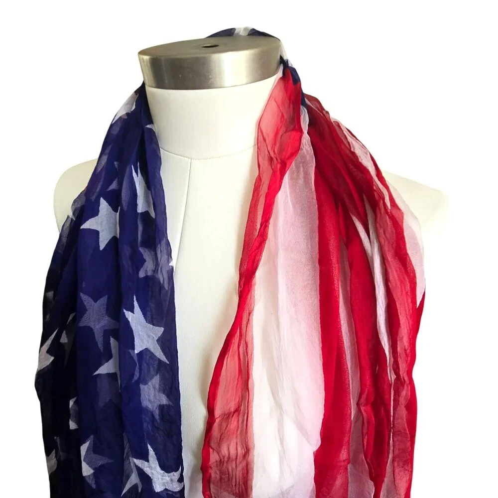 American Flag Scarf Lightweight Patriotic With Stars & Stripes Design CM2008